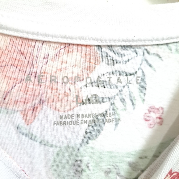 Aeropostale | White tropical pattern men's crew neck t shirt - Picture 7 of 8